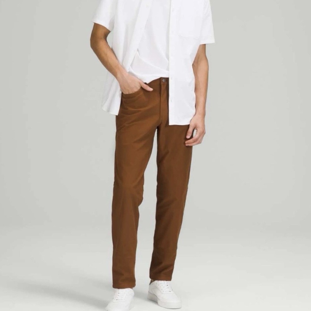 Lululemon Mens ABC Slim Fit 5 Pocket Pants 32 Canvas Artifact Brown 33 X 31